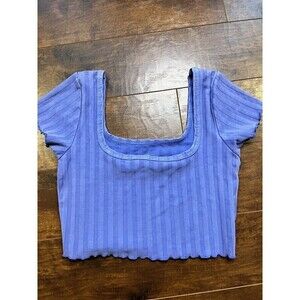 Offline By Aerie Ribbed Cropped Top Blue NWT Size M